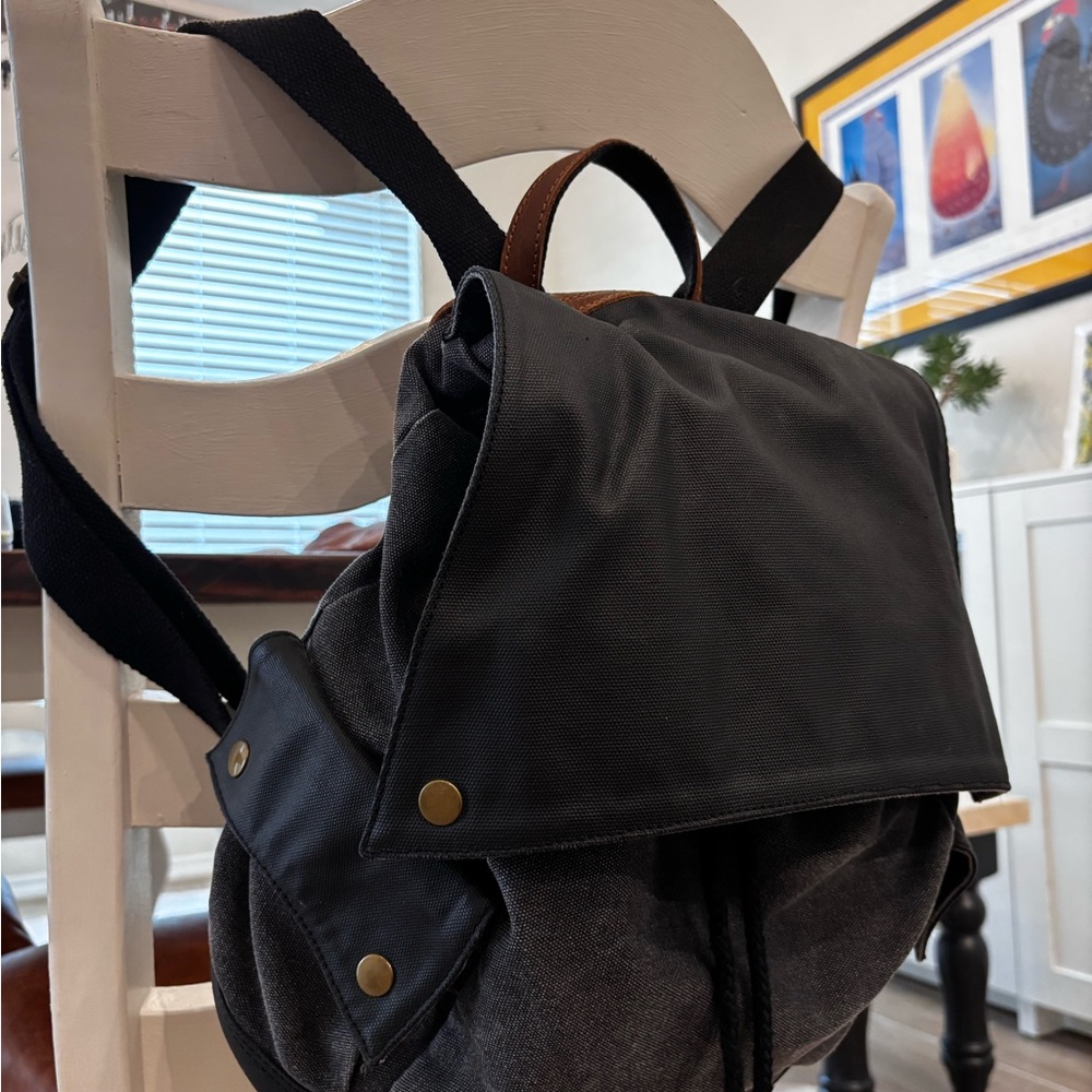 Chic Dark charcoal and black Canvas Backpack